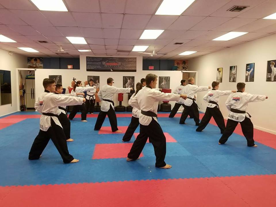 Kids and teens Taekwondo training session